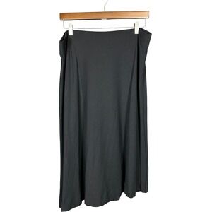 J.Jill Black Asymmetric Ponte Knit Skirt L Pull On Minimalist Office Casual